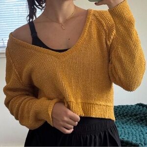 Free People Cropped Gold Sweater